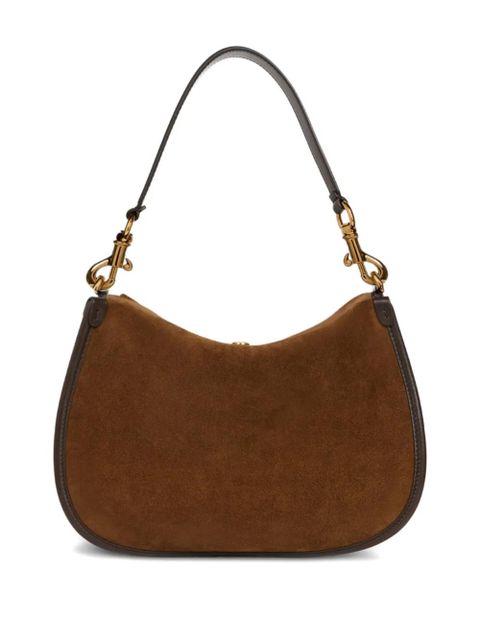 ETRO Pony floral-embroidery suede medium shoulder bag - Brown