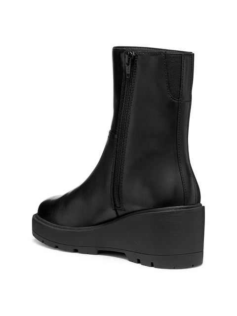 Geox botki skórzane D MIEREILLE damskie kolor czarny na koturnie D563VA 00043 C9999