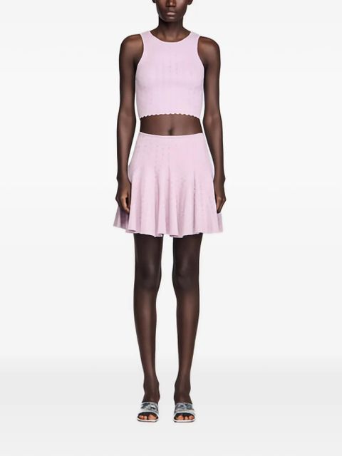 SANDRO mini elasticated-waistband skirt - Purple
