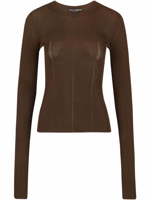 Dolce & Gabbana long-sleeve ribbed jumper - Brown - zdjęcie produktu nr 1