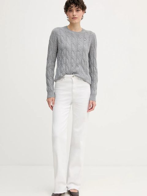 Tommy Hilfiger sweter wełniany damski kolor szary lekki WW0WW43586