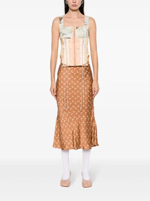 Marine Serre Crescent-Moon-print skirt - Brown - zdjęcie produktu nr 2