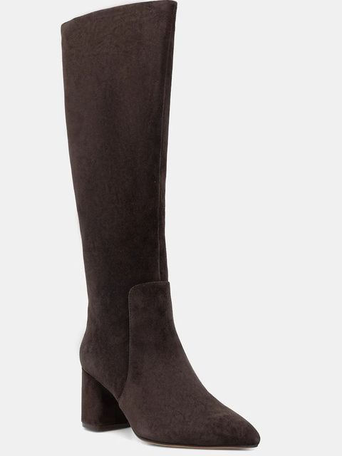 Twinset kozaki zamszowe damskie kolor brązowy na słupku 252TGT162 - zdjęcie produktu nr 1