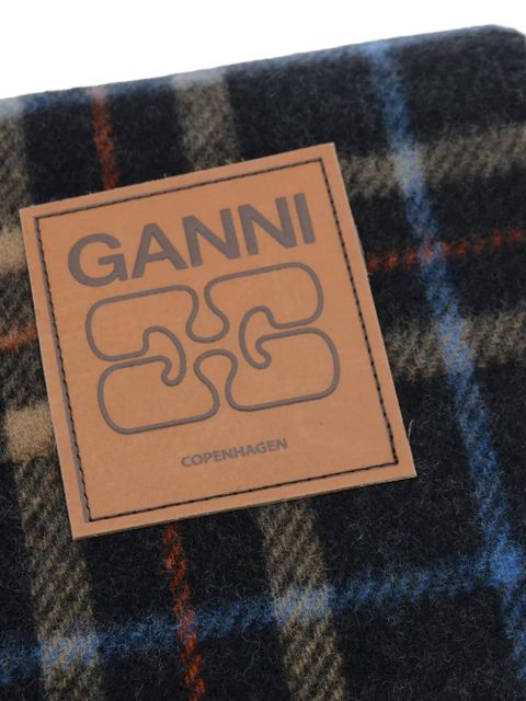 GANNI checked wool scarf - Grey - zdjęcie produktu nr 2