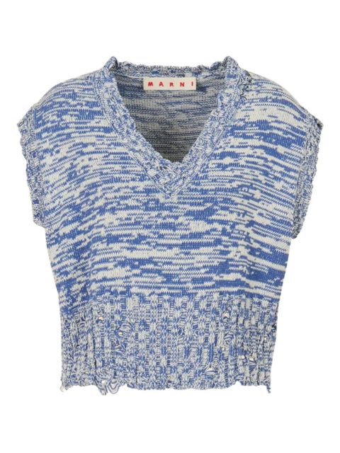 Marni v-neck ribbed T-shirt - Blue - zdjęcie produktu nr 1