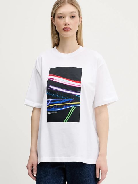 Karl Lagerfeld Jeans t-shirt bawełniany damski kolor biały A3W17055 - zdjęcie produktu nr 1