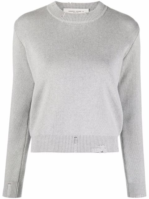 Golden Goose distressed cotton-blend jumper - Grey - zdjęcie produktu nr 1