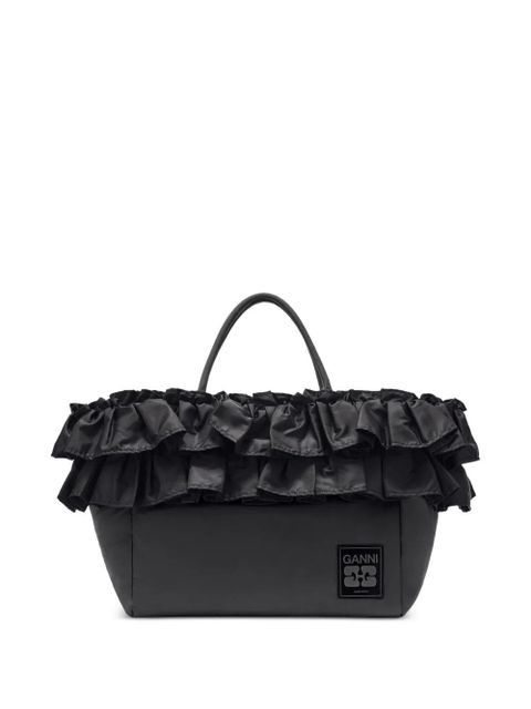 GANNI ruffled-detail shoulder bag - Black - zdjęcie produktu nr 1