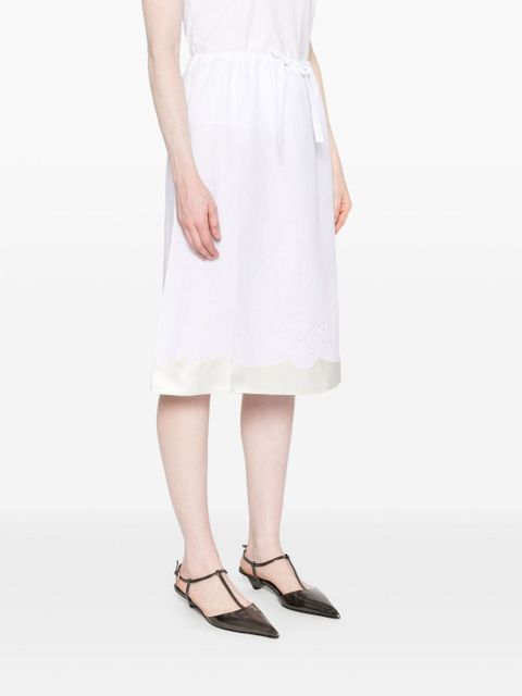 Prada embroidered linen skirt - White