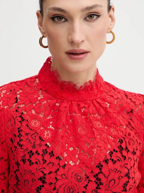 Bardot bluzka LACE GEORGIA damska kolor czerwony gładka 57501TB