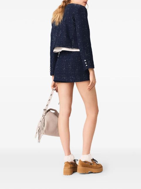 Maje buttoned tweed blazer - Blue