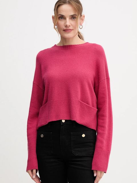 United Colors of Benetton sweter z dodatkiem wełny damski kolor różowy lekki 126WD10E4 - zdjęcie produktu nr 1