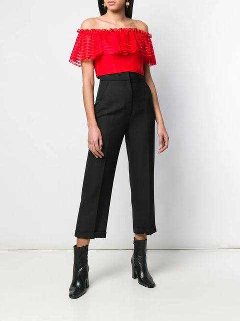 Alexander McQueen cropped off-the-shoulder top - Red - zdjęcie produktu nr 2