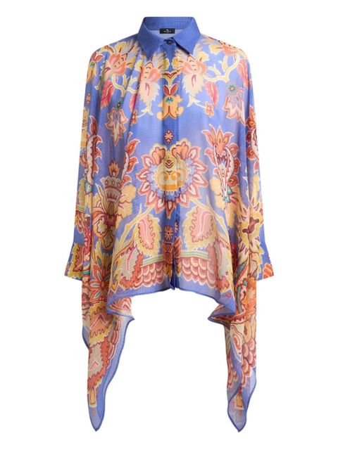 ETRO floral-print poncho shirt - Blue - zdjęcie produktu nr 1