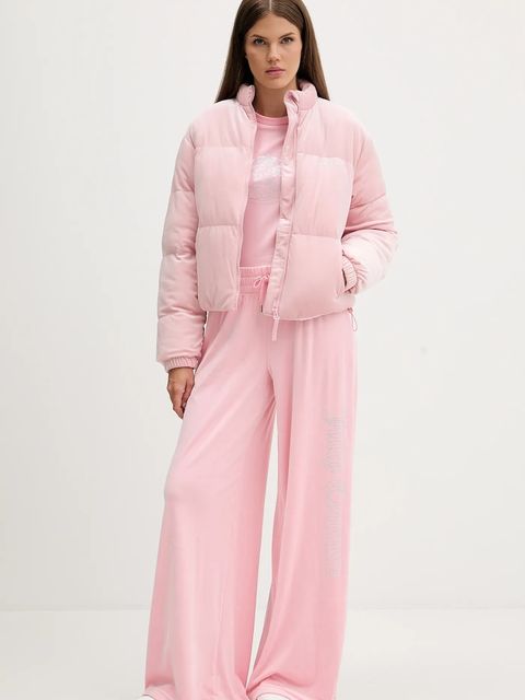 Juicy Couture spodnie dresowe welurowe damskie kolor różowy z aplikacją JCWBJ225309 - zdjęcie produktu nr 2