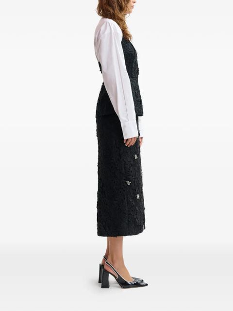 Essentiel Antwerp floral-lace midi straight skirt - Black