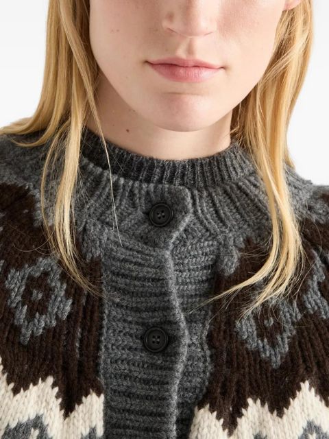 Prada intarsia button-up cardigan - Grey
