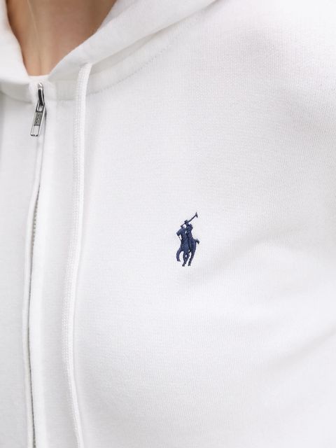 Polo Ralph Lauren bluza damska kolor biały z kapturem gładka 211971693