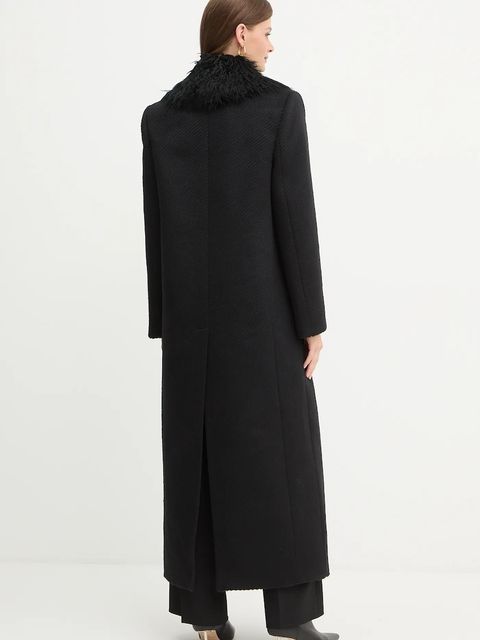 Versace Jeans Couture płaszcz z dodatkiem wełny kolor czarny 79HAT418 N0342