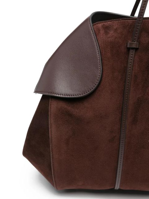 NEOUS leather-trimmed suede shoulder bag - Brown