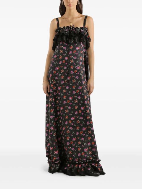 Dolce & Gabbana ruffled floral maxi dress - Black