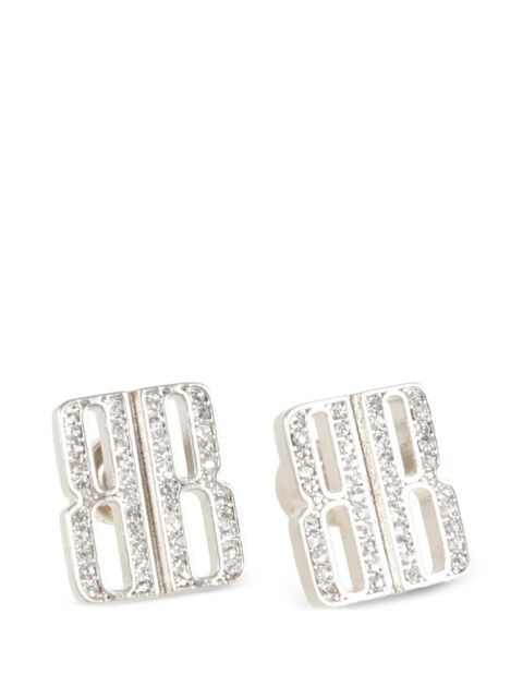 Balenciaga rhinestone logo earrings - Silver - zdjęcie produktu nr 1
