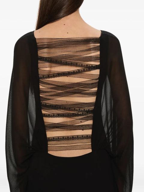 Christopher Esber lattice-lace silk maxi dress - Black
