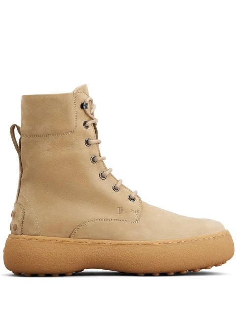 Tod's lace-up leather combat boots - Neutrals - zdjęcie produktu nr 1