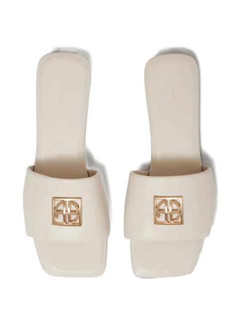 ANINE BING square-toe logo leather sandals - Neutrals - zdjęcie produktu nr 2