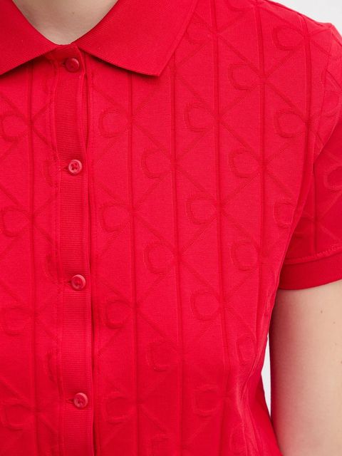 Calvin Klein Jeans kardigan bawełniany damski kolor czerwony lekki LV044D209G