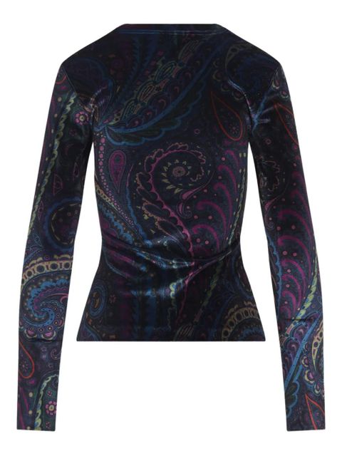 ETRO paisley-print velvet T-shirt - Black