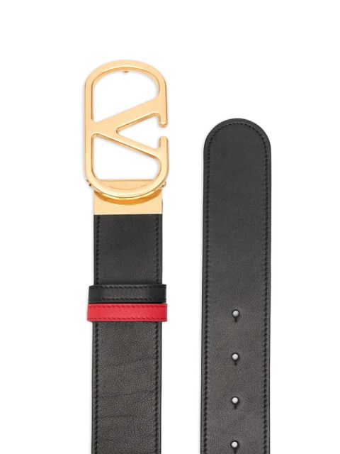 Valentino Garavani logo-buckle leather belt - Black