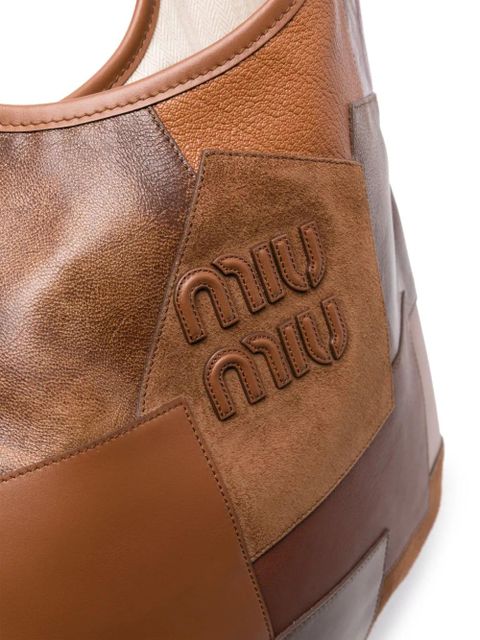 Miu Miu patchwork-design leather shoulder bag - Brown - zdjęcie produktu nr 2