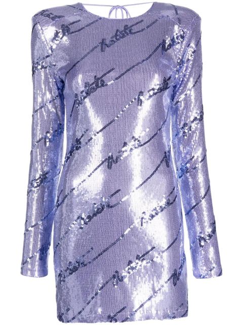 ROTATE BIRGER CHRISTENSEN logo-embellished sequin minidress - Purple - zdjęcie produktu nr 1
