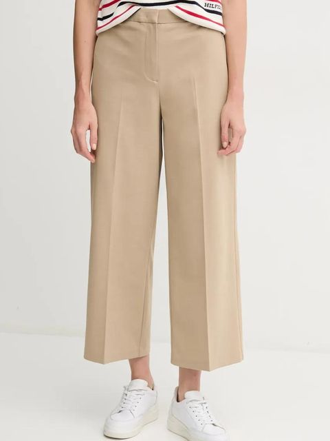 Tommy Hilfiger spodnie damskie kolor beżowy szerokie high waist WW0WW45463 - zdjęcie produktu nr 1