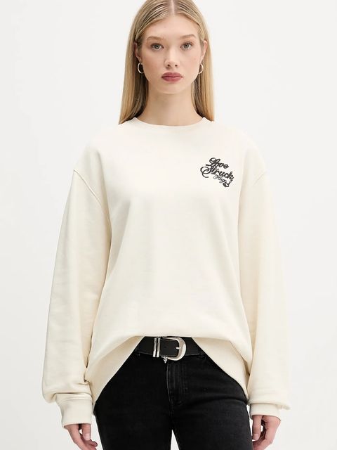 Hugo Blue bluza bawełniana damska kolor beżowy z nadrukiem 50550142 - zdjęcie produktu nr 1