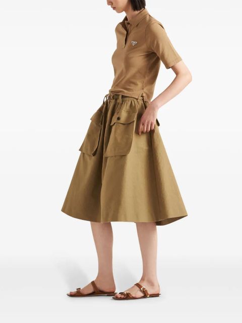 Prada logo-embroidered cotton polo shirt - Brown