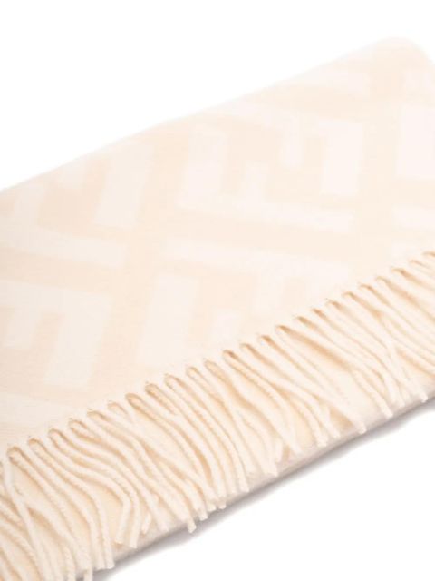 FENDI FF-monogram fringed scarf - Neutrals