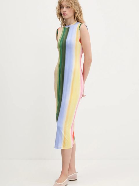 Stine Goya sukienka kolor żółty midi dopasowana SG-PF25-D104-2244