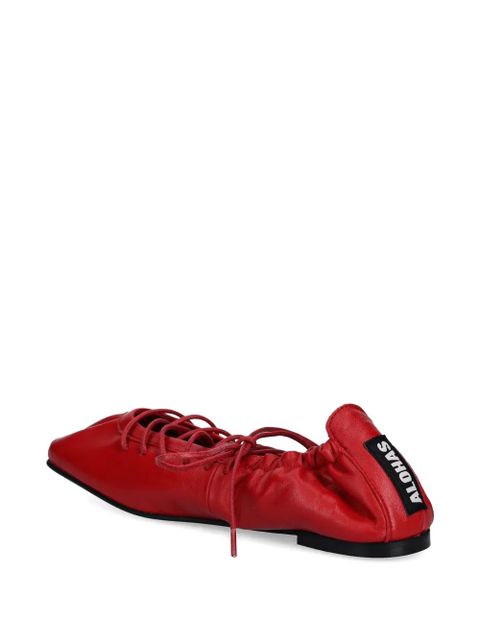 ALOHAS Aureline lace-up square-toe flats - Red