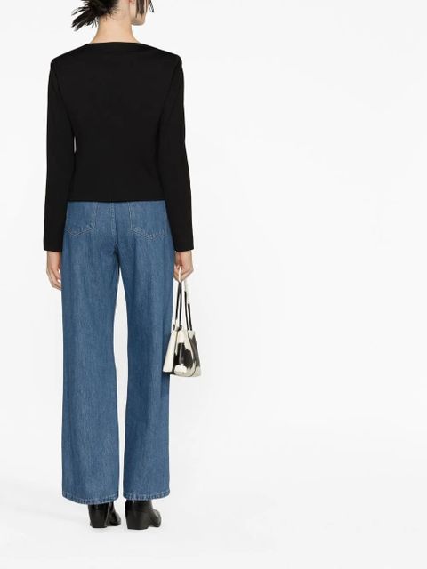 TWINSET logo-buttons cropped blazer - Black