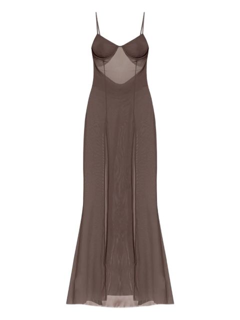 Bond-eye mesh slit maxi dress - Brown - zdjęcie produktu nr 1