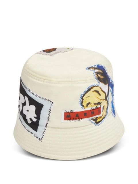 Marni appliqué-patch bucket hat - White