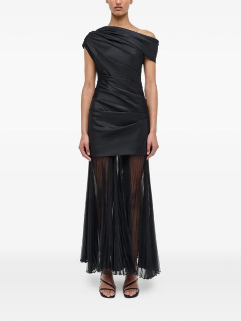 Simkhai Ammalie draped pleated-skirt taffeta dress - Black