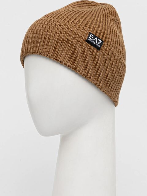 EA7 Emporio Armani czapka z dodatkiem wełny kolor brązowy AF18469.7X000312 - zdjęcie produktu nr 2