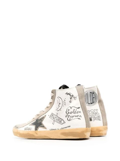 Golden Goose Francy Journey-print high-top sneakers - White