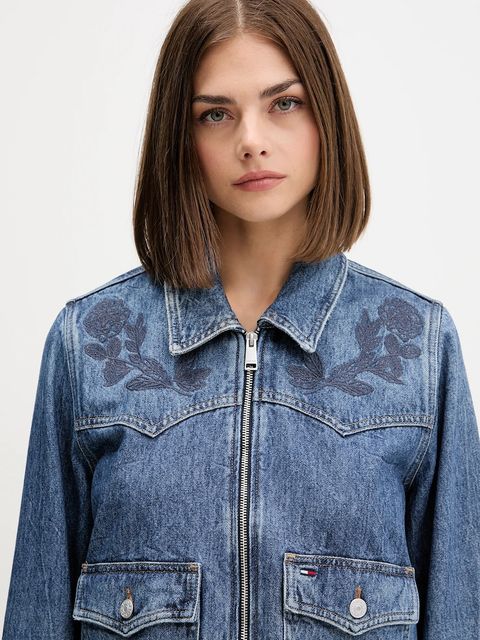 Tommy Jeans kurtka jeansowa kolor granatowy przejściowa DW0DW21553