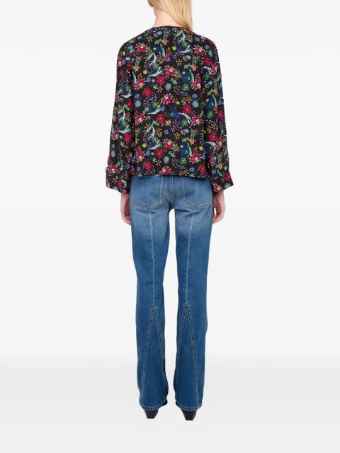 Zadig&Voltaire Torny V-neck floral blouse - Black