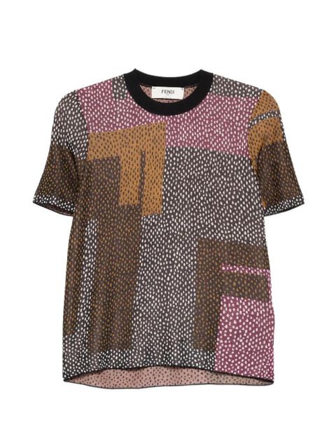 FENDI geometric-pattern T-shirt - Brown - zdjęcie produktu nr 1