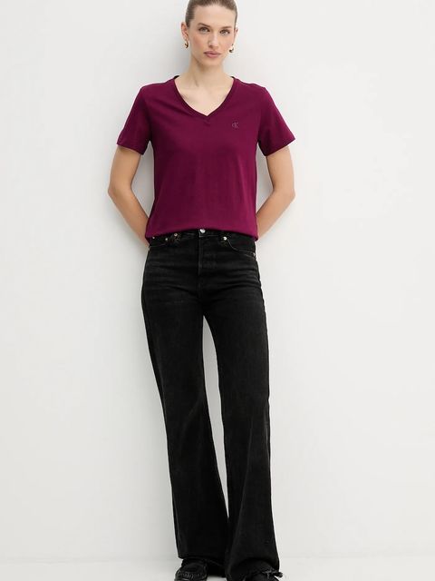 Calvin Klein Jeans t-shirt bawełniany damski kolor fioletowy LV047B205G - zdjęcie produktu nr 2